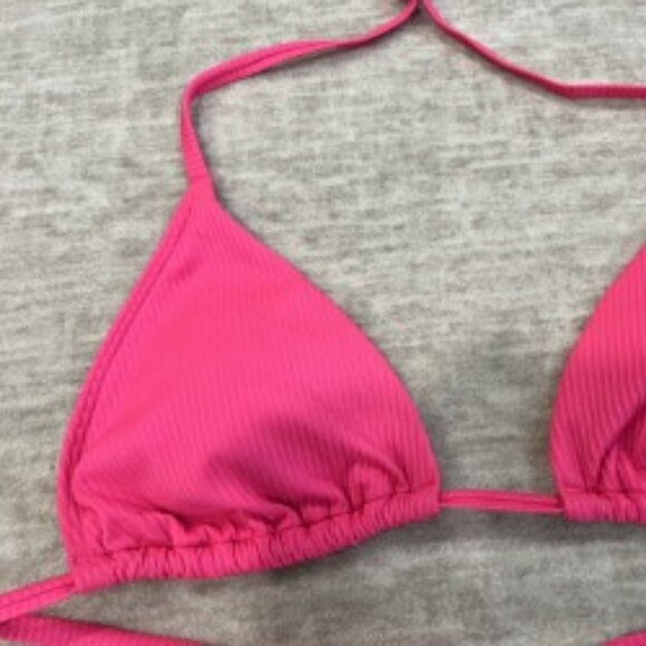 Hollister Hot Pink Ribbed Triangle Bikini Top - Picture 2 of 4